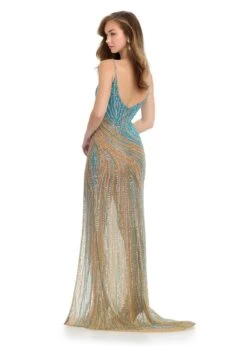 Zarna Gown -Naked Dresses Store 11986 TurquoiseGold 2