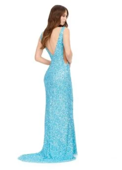 Calista Gown 13 Calista Gown -Naked Dresses Store ASHLEYlauren 11081 Aqua Calista Evening Gown. Back