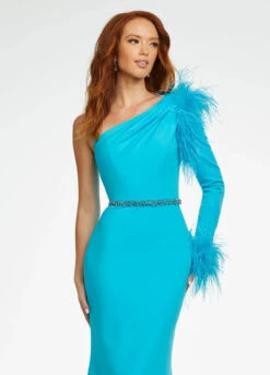 Isla Gown -Naked Dresses Store ASHLEYlauren 11131 Aqua Isla Evening Gown. Close Up