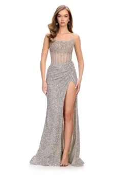 Idol Gown 22 Idol Gown -Naked Dresses Store ASHLEYlauren 11238 Silver Idol Evening Gown