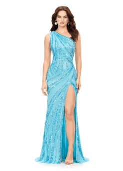 Kourt Gown -Naked Dresses Store ASHLEYlauren 11244 Aqua Kourt Evening Gown