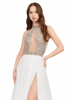 Kara Gown -Naked Dresses Store ASHLEYlauren 11248 Ivory Kara Evening Gown.Close Up