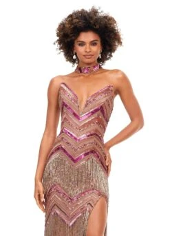Dallas Gown -Naked Dresses Store ASHLEYlauren 11259 Multi Nude Dallas Evening Gown. Close Up