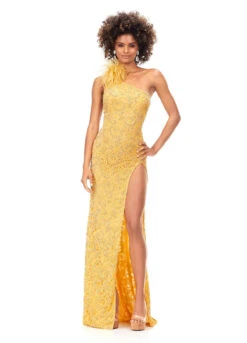 Duchess Gown -Naked Dresses Store ASHLEYlauren 11277 Yellow Duchess Evening Gown
