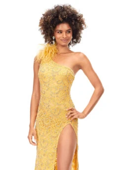 Duchess Gown -Naked Dresses Store ASHLEYlauren 11277 Yellow Duchess Evening Gown. Close Up