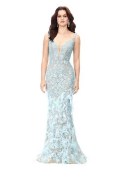 Ava Gown -Naked Dresses Store ASHLEYlauren 11279 Baby Blue Ava Evening Gown