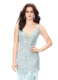 Ava Gown -Naked Dresses Store ASHLEYlauren 11279 Baby Blue Ava Evening Gown. Close Up