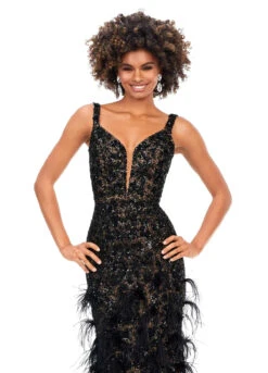 Ava Gown -Naked Dresses Store ASHLEYlauren 11279 Black Ava Evening Gown. Close Up