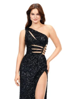 Zafira Gown -Naked Dresses Store ASHLEYlauren 11288 Black Zafira Evening Gown.Close Up