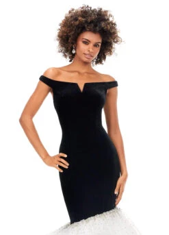 Regan Gown -Naked Dresses Store ASHLEYlauren 11312 Black White Regan Evening Gown. Close Up