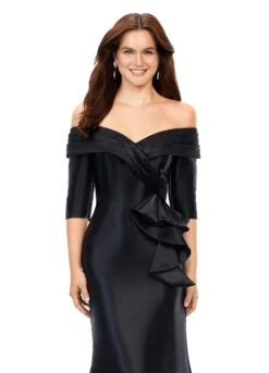 Celina Gown -Naked Dresses Store ASHLEYlauren 11324 Black Celina Gown Close Up