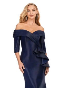 Celina Gown -Naked Dresses Store ASHLEYlauren 11324 Navy Celina Gown Close Up