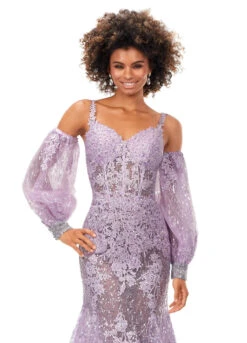 Fern Gown -Naked Dresses Store ASHLEYlauren 11335 Lilac Fern Evening Gown. Close Up