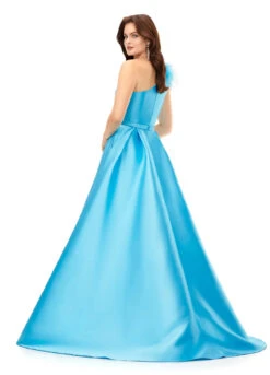 Luxe Gown -Naked Dresses Store ASHLEYlauren 11336 Aqua Luxe Evening Gown. Back