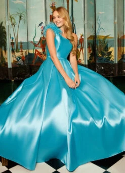 Luxe Gown -Naked Dresses Store ASHLEYlauren 11336 Aqua Luxe Evening Gown. Editorial