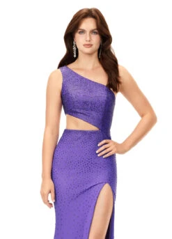 Billie Gown -Naked Dresses Store ASHLEYlauren 11337 Purple Billie Evening Gown. Close Up