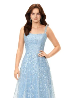 Remi Gown -Naked Dresses Store ASHLEYlauren 11338 Light Blue Remi Evening Gown. Close Up