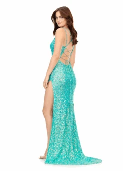 Allure Gown -Naked Dresses Store ASHLEYlauren 11342 Aqua Allure Evening Gown.Back