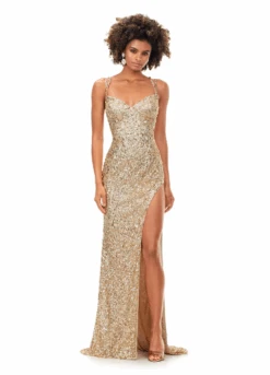Allure Gown -Naked Dresses Store ASHLEYlauren 11342 Gold Allure Evening Gown