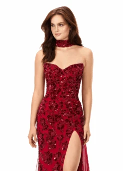 Cristal Gown -Naked Dresses Store ASHLEYlauren 11351 Red Cristal Evening Gown.Front
