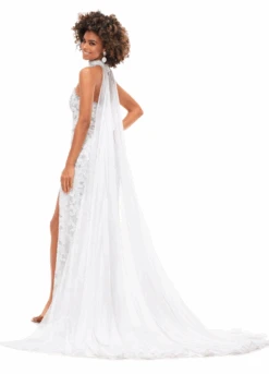 Cristal Gown -Naked Dresses Store ASHLEYlauren 11351 White Cristal Evening Gown.Back