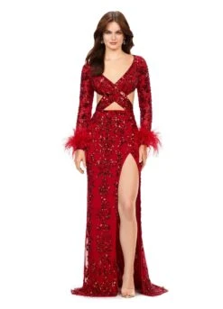 Beauty Gown -Naked Dresses Store ASHLEYlauren 11364 Red Beauty Evening Gown