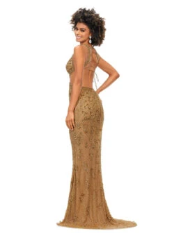 Jersey Gown 14 Jersey Gown -Naked Dresses Store ASHLEYlauren 11366 Gold Jersey Evening Gown. Back
