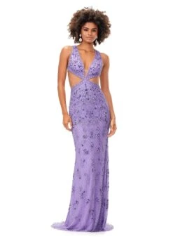 Jersey Gown 18 Jersey Gown -Naked Dresses Store ASHLEYlauren 11366 Purple Jersey Evening Gown