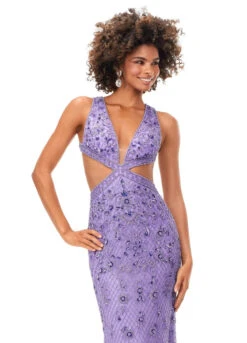 Jersey Gown 20 Jersey Gown -Naked Dresses Store ASHLEYlauren 11366 Purple Jersey Evening Gown. Close Up