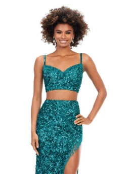 Jasmine Two Piece Gown -Naked Dresses Store ASHLEYlauren 11370 Aqua Two Piece Gown. Close Up