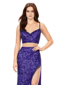 Jasmine Two Piece Gown -Naked Dresses Store ASHLEYlauren 11370 Purple Two Piece Gown. Close Up