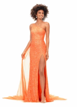 Miron Gown 18 Miron Gown -Naked Dresses Store ASHLEYlauren 11371 Orange Miron Evening Gown. Front