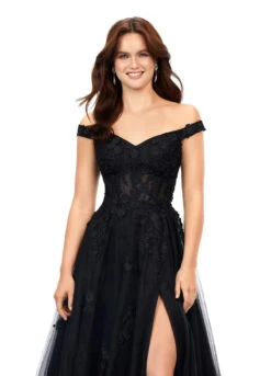 Yasmina Gown -Naked Dresses Store ASHLEYlauren 11376 Black Yasmina Evening Gown. Close Up