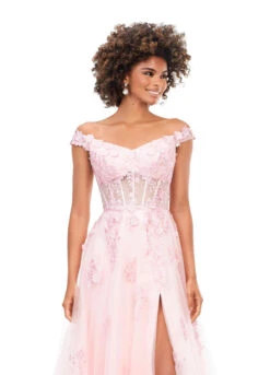 Yasmina Gown -Naked Dresses Store ASHLEYlauren 11376 Pink Yasmina Evening Gown. Close Up