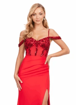 Irina Gown 17 Irina Gown -Naked Dresses Store ASHLEYlauren 11391 Red Irina Evening Gown.Close Up