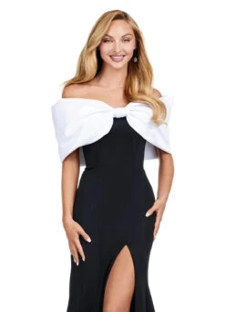 Lady Gown -Naked Dresses Store ASHLEYlauren 11412 Black White Lady Evening Gown. Close Up