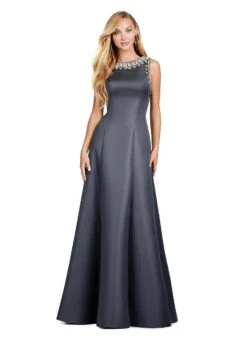 India Gown -Naked Dresses Store ASHLEYlauren 11426 Charcoal India Evening Gown