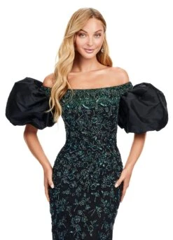 Cassia Gown -Naked Dresses Store ASHLEYlauren 11432 Black Cassia Evening Gown. Close Up