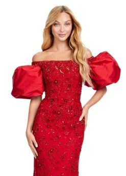 Cassia Gown -Naked Dresses Store ASHLEYlauren 11432 Red Cassia Evening Gown. Close Up