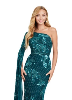 Emmy Gown 8 Emmy Gown -Naked Dresses Store ASHLEYlauren 11434 Dark Teal Emmy Evening Gown. Close Up