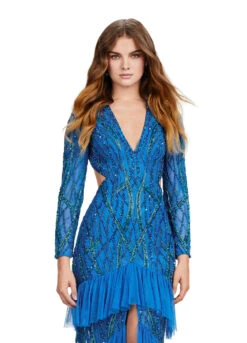 Ainslee Gown -Naked Dresses Store ASHLEYlauren 11436 Peacock Ainslee EveningGown. Front