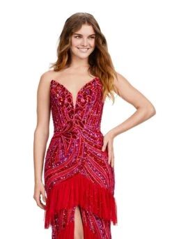 Tabitha Gown -Naked Dresses Store ASHLEYlauren 11438 Red Tabitha Evening Gown. Close Up
