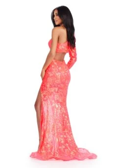 Blake Gown -Naked Dresses Store ASHLEYlauren 11442 Neon Coral Blake Evening Gown. Back