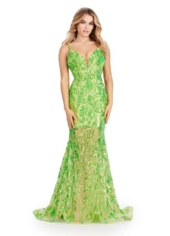 Brianna Gown -Naked Dresses Store ASHLEYlauren 11444 Neon Green Brianna Evening Gown