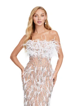 Farah Gown -Naked Dresses Store ASHLEYlauren 11453 Silver Farah Evening Gown. Close Up