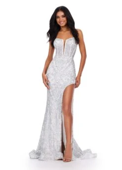 Tara Gown -Naked Dresses Store ASHLEYlauren 11464 Silver Ivory Tara Evening Gown