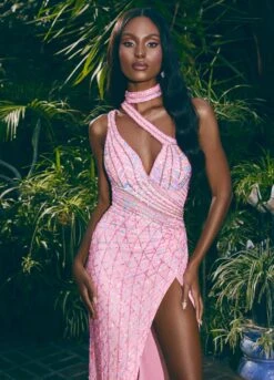 Pearl Gown -Naked Dresses Store ASHLEYlauren 11492 Pink Pearl Evening Gown. Editorial Close Up