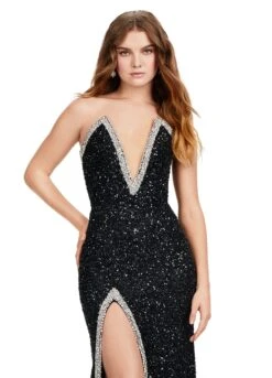 Brittany Gown 25 Brittany Gown -Naked Dresses Store ASHLEYlauren 11521 Black Brittany Evening Gown. Close Up