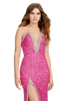 Brittany Gown 22 Brittany Gown -Naked Dresses Store ASHLEYlauren 11521 Hot Pink Brittany Evening Gown. Close Up