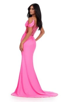 Harriet Gown -Naked Dresses Store ASHLEYlauren 11536 Hot Pink Harriet Evening Gown. Back